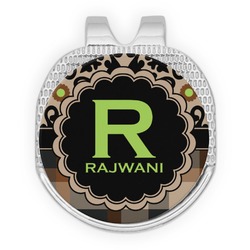 Moroccan Mosaic & Plaid Golf Ball Marker - Hat Clip - Silver