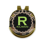 Moroccan Mosaic & Plaid Golf Ball Marker - Hat Clip - Gold