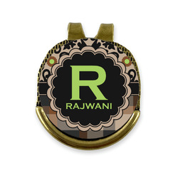 Moroccan Mosaic & Plaid Golf Ball Marker - Hat Clip - Gold