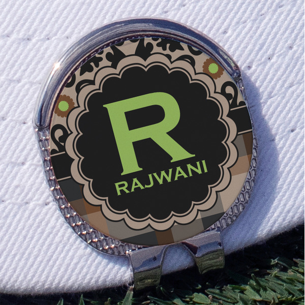 Custom Moroccan Mosaic & Plaid Golf Ball Marker - Hat Clip