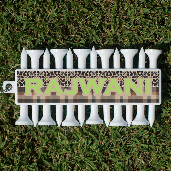 Custom Moroccan Mosaic & Plaid Golf Tees & Ball Markers Set (Personalized)