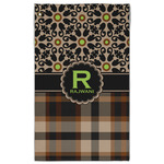 Moroccan Mosaic & Plaid Golf Towel - Poly-Cotton Blend w/ Name and Initial