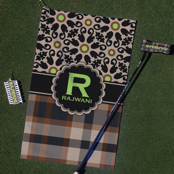 Custom Moroccan Mosaic & Plaid Golf Towel Gift Set (Personalized)