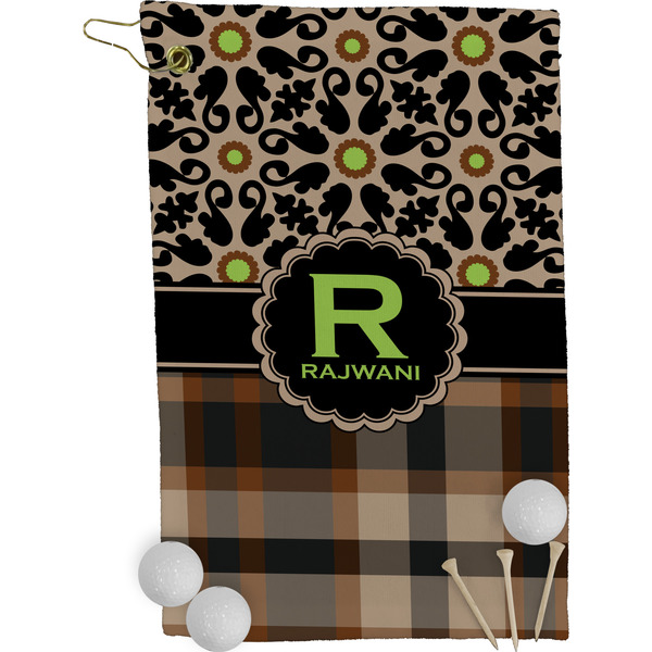 Moroccan Mosaic & Plaid Golf Towel (Personalized)