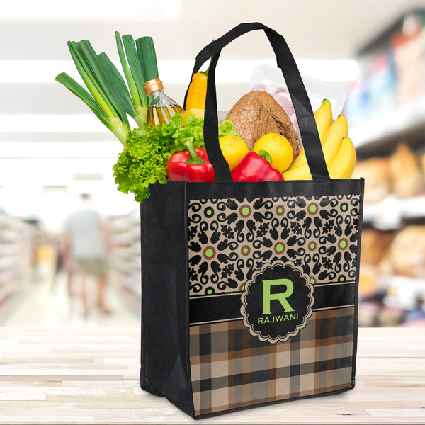 Moroccan Mosaic & Plaid Grocery Bag - LIFESTYLE