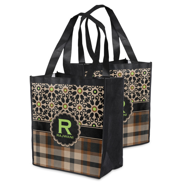 Moroccan Mosaic & Plaid Grocery Bag - MAIN