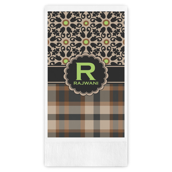 Custom Moroccan Mosaic & Plaid Guest Napkins - Full Color - Embossed Edge (Personalized)