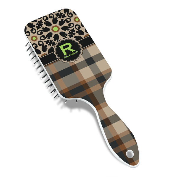 Moroccan Mosaic & Plaid Hair Brush - Angle View