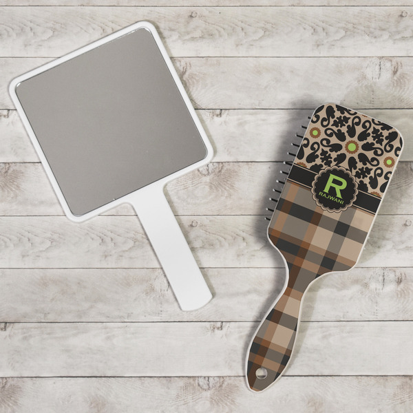 Moroccan Mosaic & Plaid Hair Brush - In Context