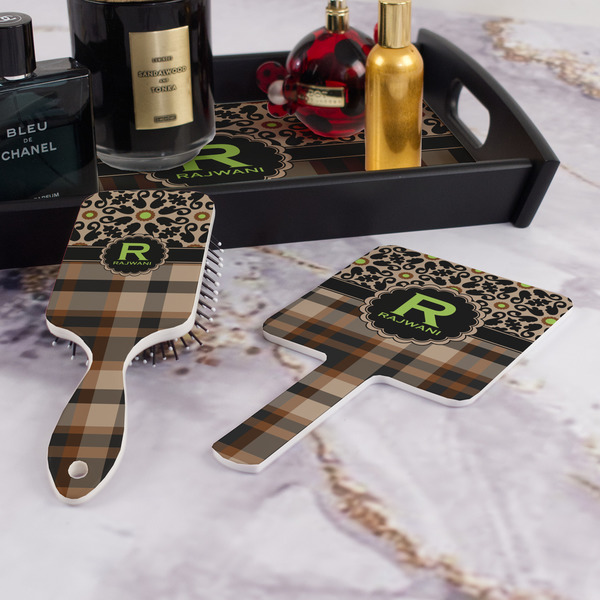 Moroccan Mosaic & Plaid Hair Brush and Hand Mirror - Bathroom Scene