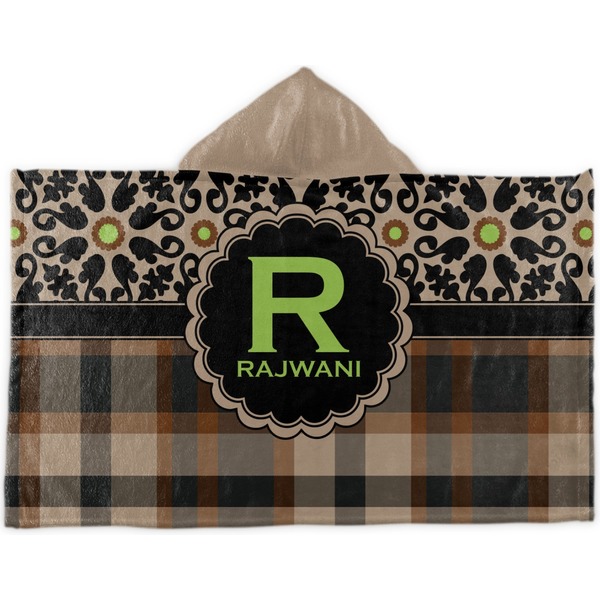 Custom Moroccan Mosaic & Plaid Kids Hooded Towel (Personalized)