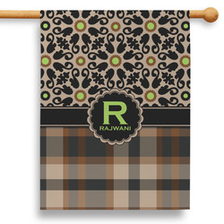 Moroccan Mosaic & Plaid 28" House Flag - Single Sided (Personalized)