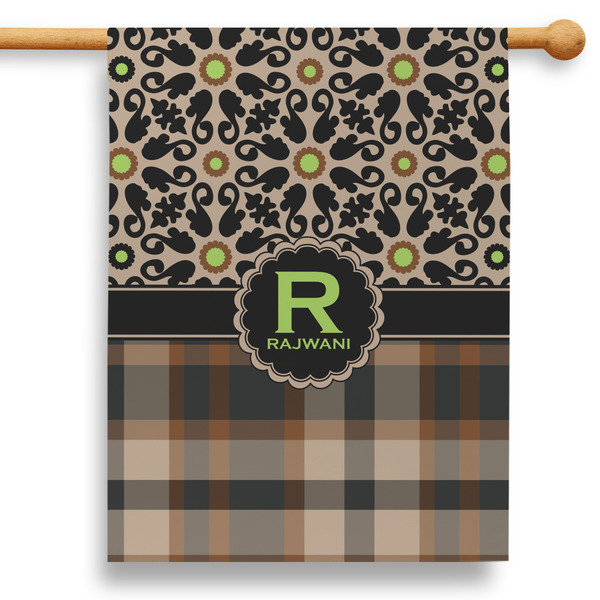Custom Moroccan Mosaic & Plaid 28" House Flag - Double Sided (Personalized)