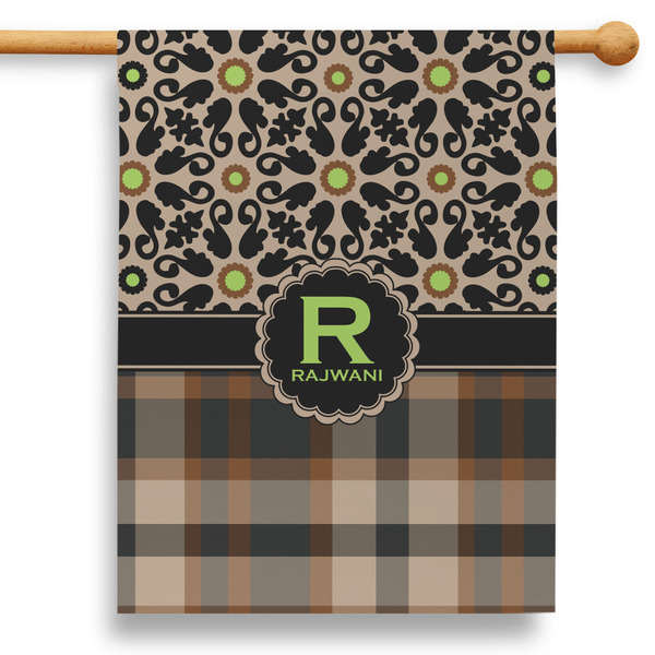 Custom Moroccan Mosaic & Plaid 28" House Flag (Personalized)