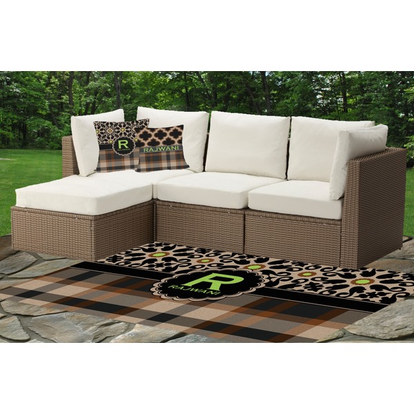 Moroccan Mosaic & Plaid Outdoor Mat & Cushions
