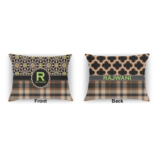 Moroccan Mosaic & Plaid  Indoor Rectangular Burlap Pillow (Front and Back)