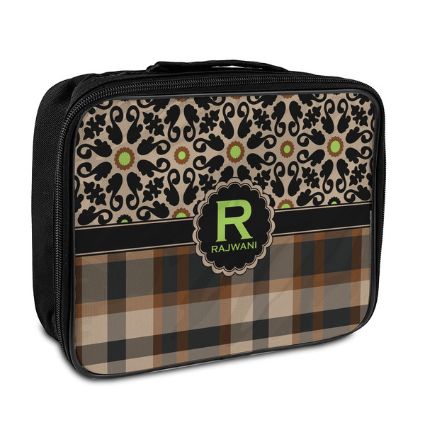 Custom Moroccan Mosaic & Plaid Insulated Lunch Bag (Personalized)