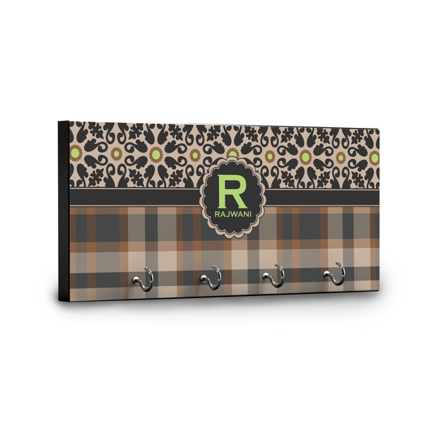 Moroccan Mosaic & Plaid Key Hanger - Front View with Hooks