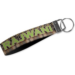 Moroccan Mosaic & Plaid Webbing Keychain Fob - Large (Personalized)
