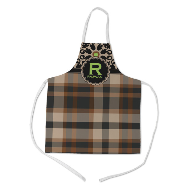 Custom Moroccan Mosaic & Plaid Kid's Apron w/ Name and Initial