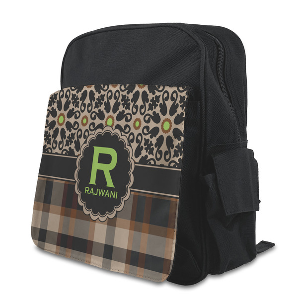 Custom Moroccan Mosaic & Plaid Preschool Backpack (Personalized)
