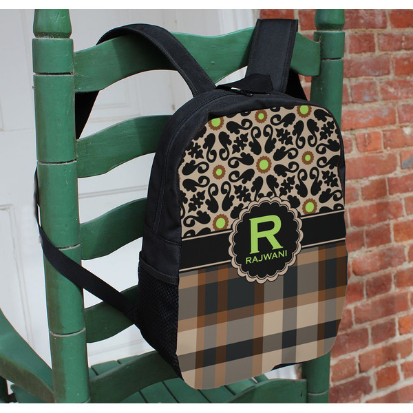 Moroccan Mosaic & Plaid Kids Backpack - In Context