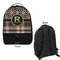 Moroccan Mosaic & Plaid Large Backpack - Black - Front & Back View