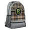 Moroccan Mosaic & Plaid Large Backpack - Gray - Angled View