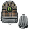 Moroccan Mosaic & Plaid Large Backpack - Gray - Front & Back View