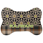 Moroccan Mosaic & Plaid Bone Shaped Dog Food Mat (Personalized)