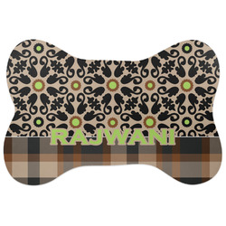 Moroccan Mosaic & Plaid Bone Shaped Dog Food Mat (Personalized)