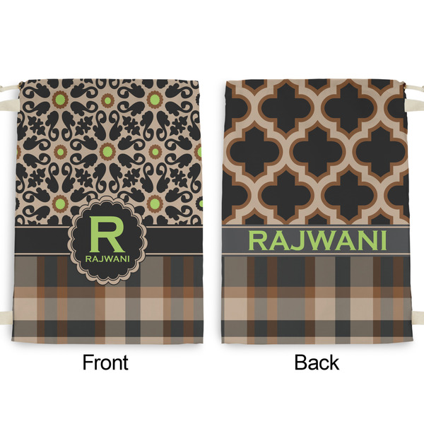 Moroccan Mosaic & Plaid Large Laundry Bag - Front & Back View