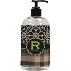 Moroccan Mosaic & Plaid Plastic Soap / Lotion Dispenser (16 oz - Large - Black) (Personalized)