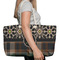 Moroccan Mosaic & Plaid Large Rope Tote Bag - In Context View