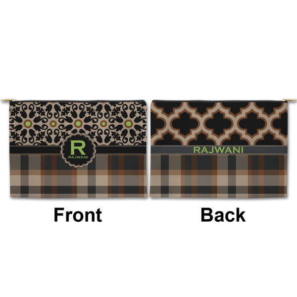 Moroccan Mosaic & Plaid Large Zipper Pouch Approval (Front and Back)