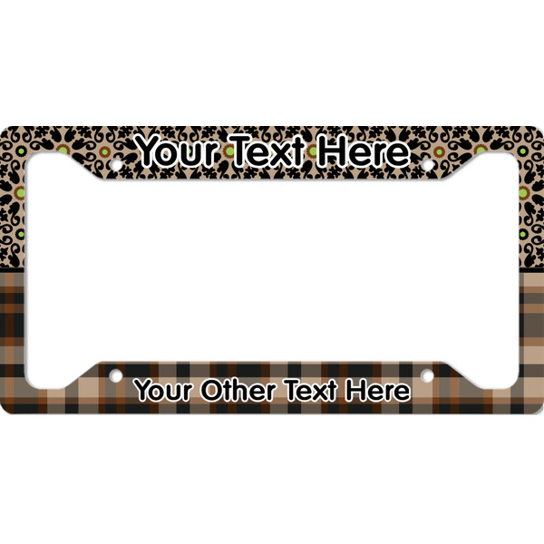 Custom Moroccan Mosaic & Plaid License Plate Frame - Style A (Personalized)