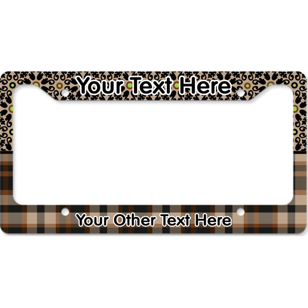 Custom Moroccan Mosaic & Plaid License Plate Frame - Style B (Personalized)