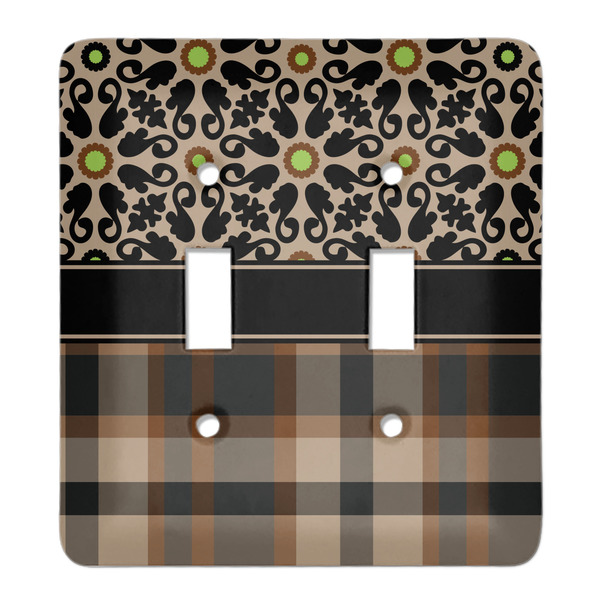 Custom Moroccan Mosaic & Plaid Light Switch Cover (2 Toggle Plate)