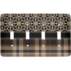 Moroccan Mosaic & Plaid Light Switch Cover (4 Toggle Plate)