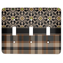 Moroccan Mosaic & Plaid Light Switch Cover (3 Toggle Plate)