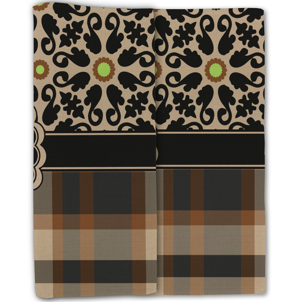 Moroccan Mosaic & Plaid Linen Placemat - Folded Half (double sided)