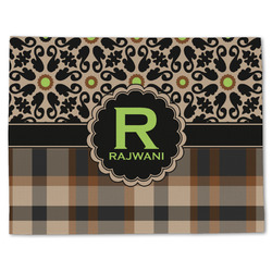 Moroccan Mosaic & Plaid Single-Sided Linen Placemat - Single w/ Name and Initial