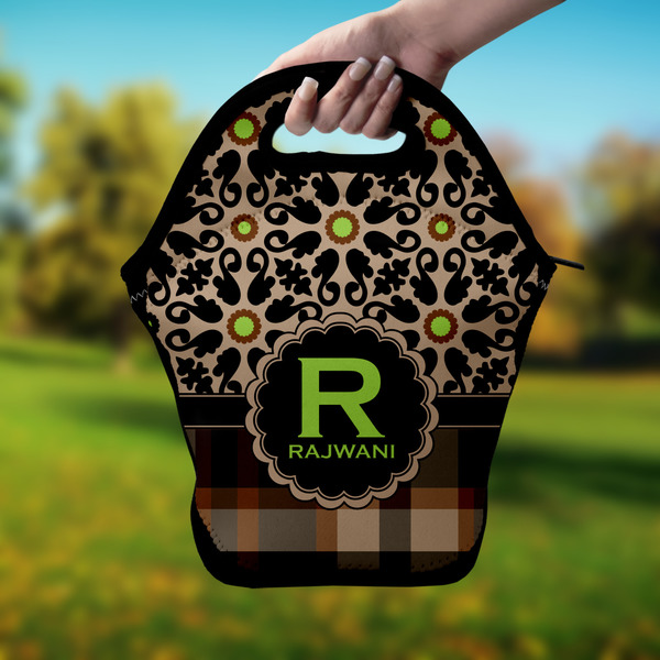 Moroccan Mosaic & Plaid Lunch Bag - Hand