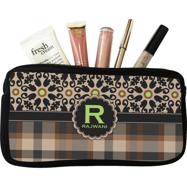 Custom Moroccan Mosaic & Plaid Makeup / Cosmetic Bag (Personalized)
