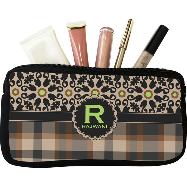 Custom Moroccan Mosaic & Plaid Makeup / Cosmetic Bag (Personalized)