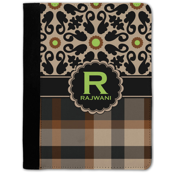Custom Moroccan Mosaic & Plaid Notebook Padfolio - Medium w/ Name and Initial