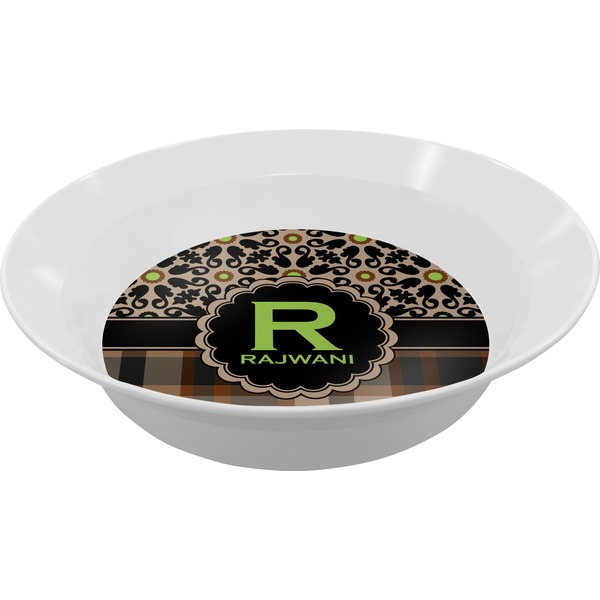 Custom Moroccan Mosaic & Plaid Melamine Bowl (Personalized)