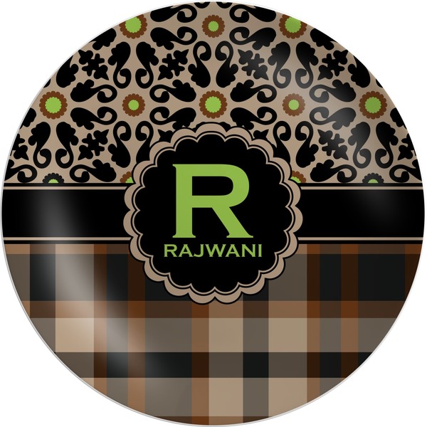 Custom Moroccan Mosaic & Plaid Melamine Plate (Personalized)