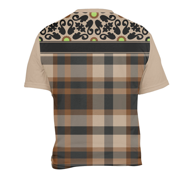 Moroccan Mosaic & Plaid Men's Crew Neck T Shirt Medium - Back