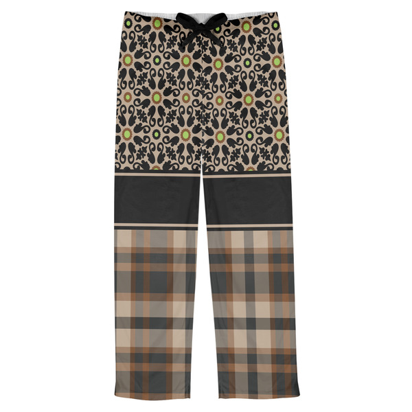 Custom Moroccan Mosaic & Plaid Mens Pajama Pants - S